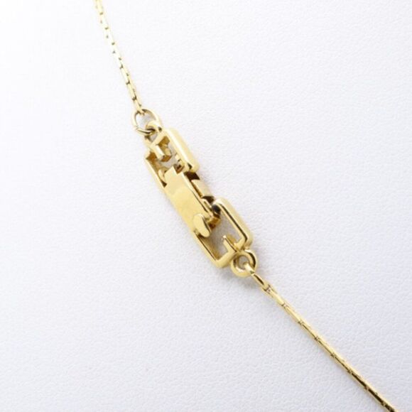 ✨ Vintage Givenchy Gold Logo & Rhinestone Square Pendant Necklace 16" ✨ - Picture 2 of 5
